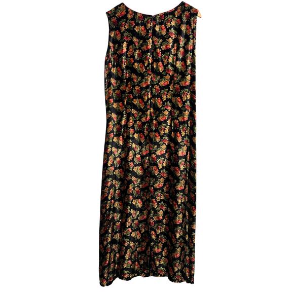 VTG 90s April Cornell  Whimsical Maxi Dress Black Velveteen Floral Size Medium - Picture 2 of 13